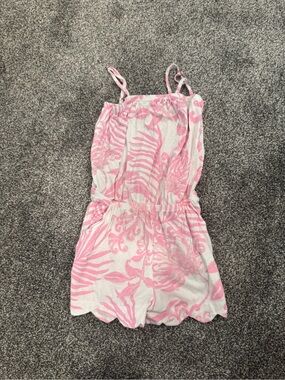 Lilly Pulitzer Pink and White Floral Print Girls Romper